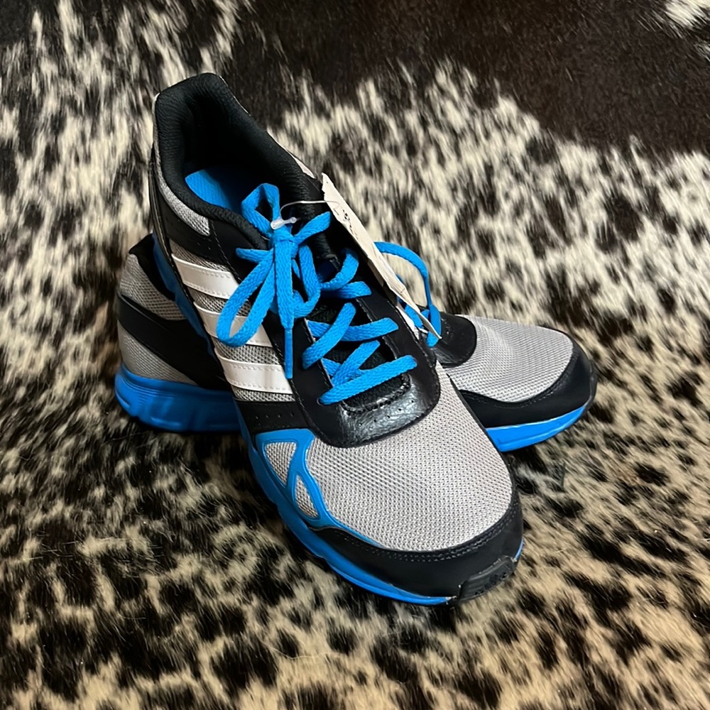 NWT Adidas OrthoLite running tennis shoes size 6 gray blue black and white color